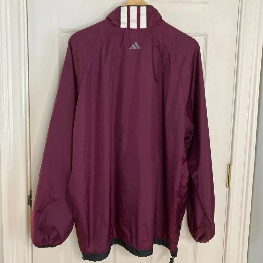 Vintage Adidas Nylon Three Stripe Full Zip Windbreaker Size Large